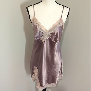 Satin and lace purple nightgown slip babydoll lingerie gown size L